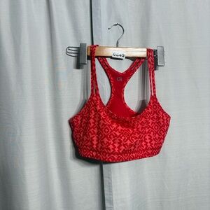 GapFit Red Pattern Sports Bra Racerback Athletic Yoga Gym Activewear